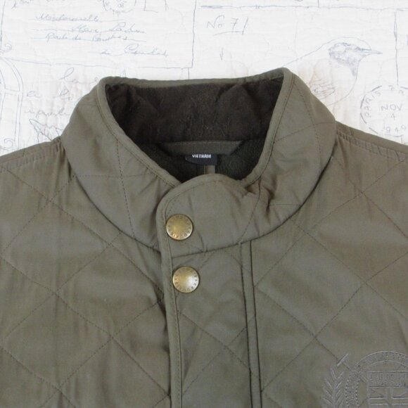 BARBOUR Green Jacket Men's  Padded Quilted Pockets Logo Polo Club size Large L - Picture 2 of 8